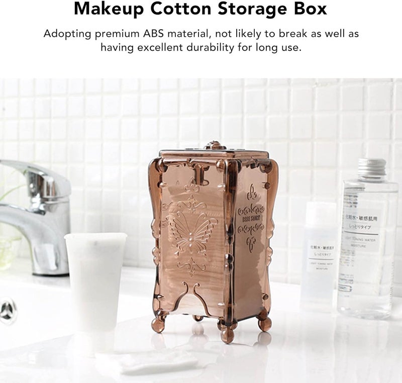 woobles Cotton Pad Holder, Makeup Cotton Storage Box, Cotton Pad Container Butterfly Rose Flower with Cover for Home(Coffee) - Image 3